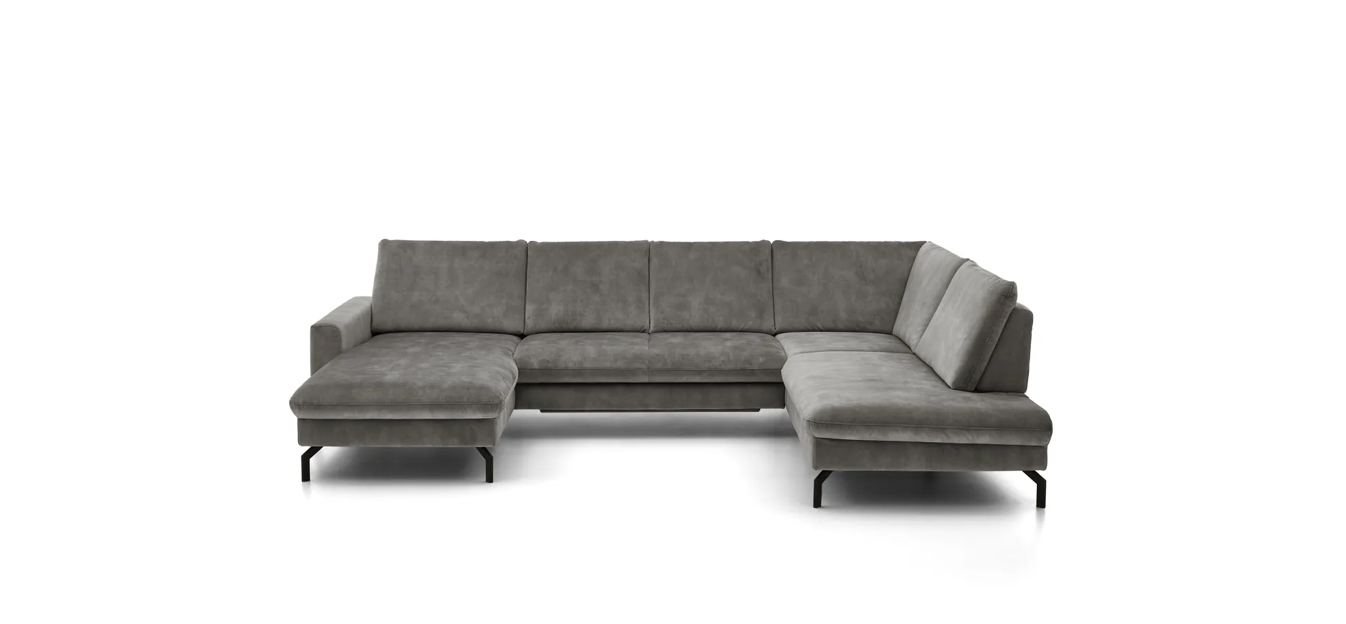 Wohnlandschaft - Longchair links, 2,5-Sitzer, Ecke rechts, Velour, Silbergrau