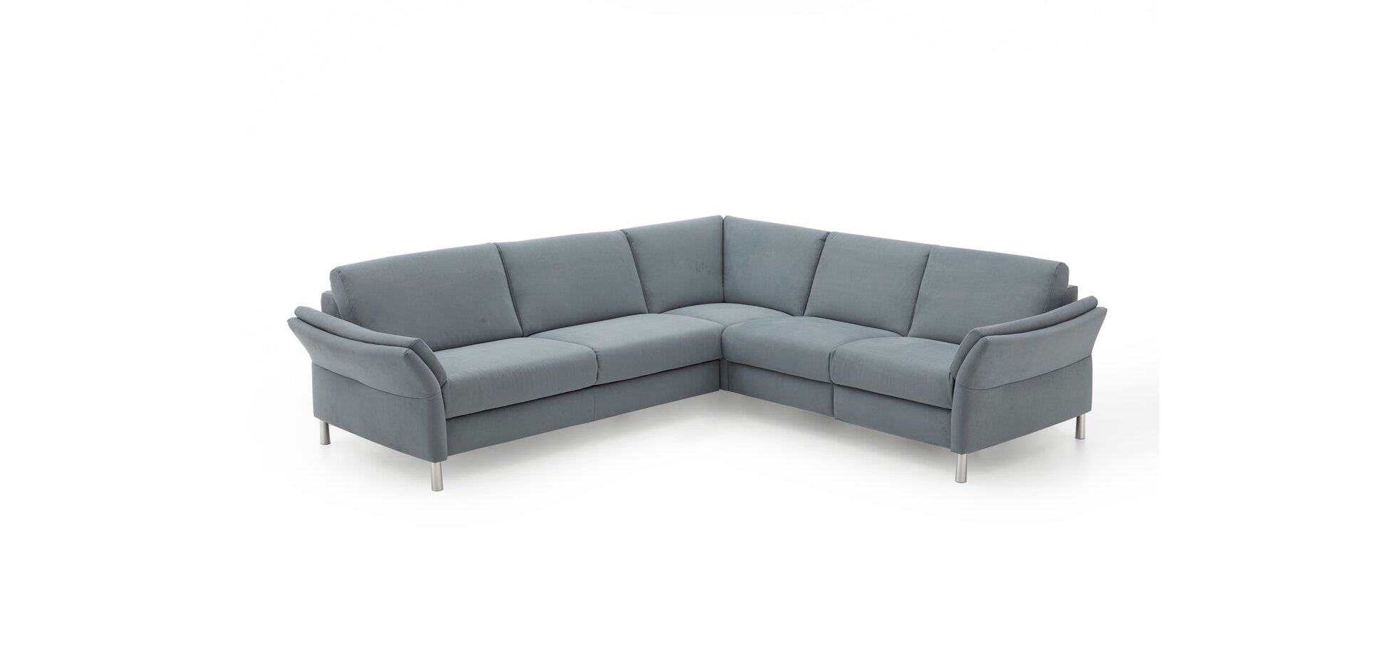 Ecksofa - 3-Sitzer mit Ecke rechts, Microfaser, Eisblau