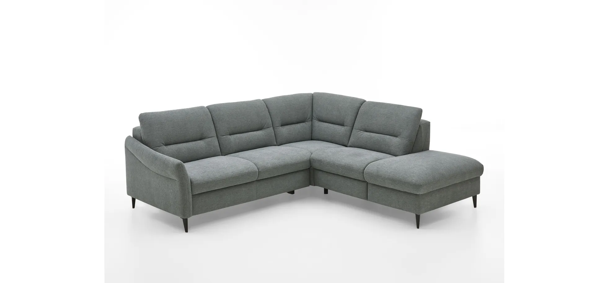 Ecksofa - 2,5-Sitzer mit Ecke rechts, Chenilleflachgewebe, Eisengrau