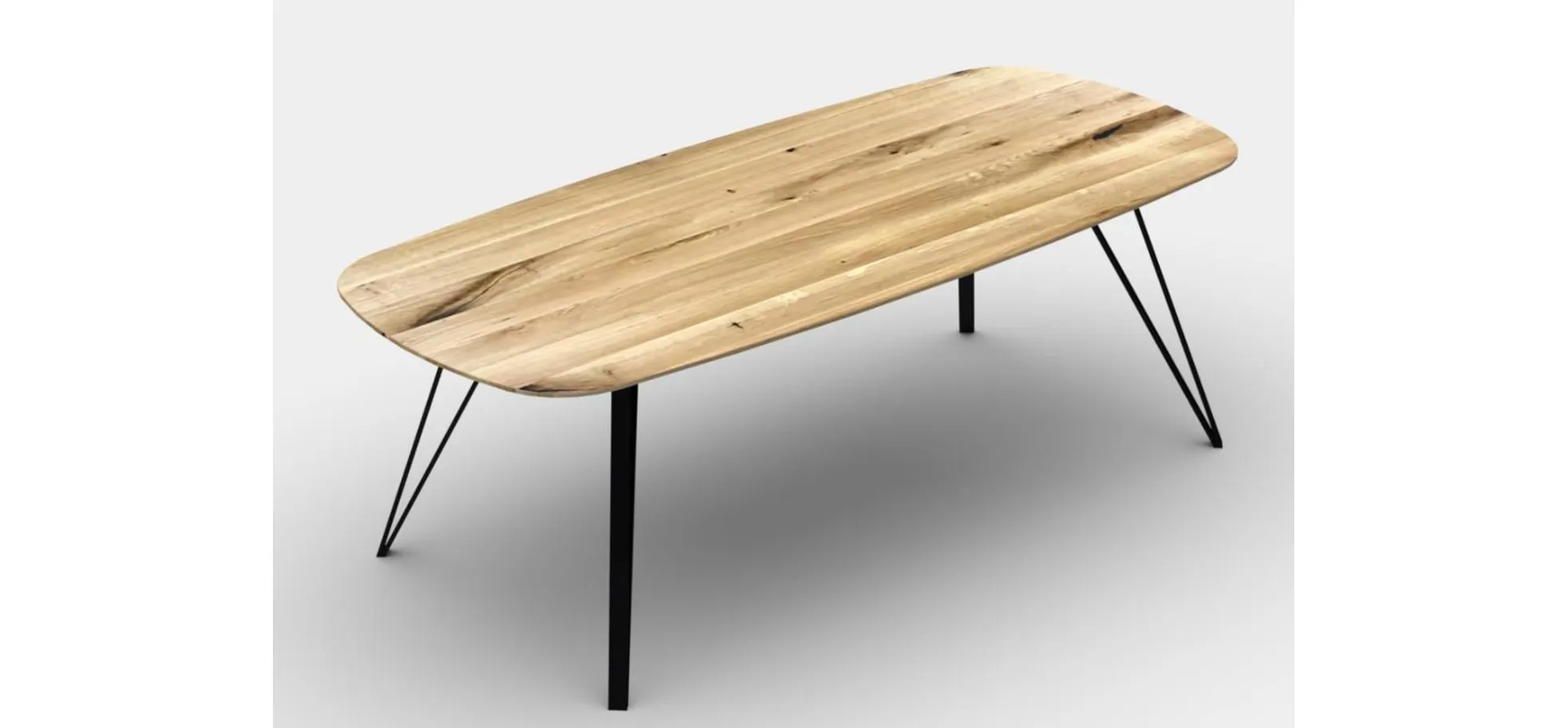 Esstisch - BL ca. 100x180 cm, 4 Fuß, Holzfarben, Eiche massiv
