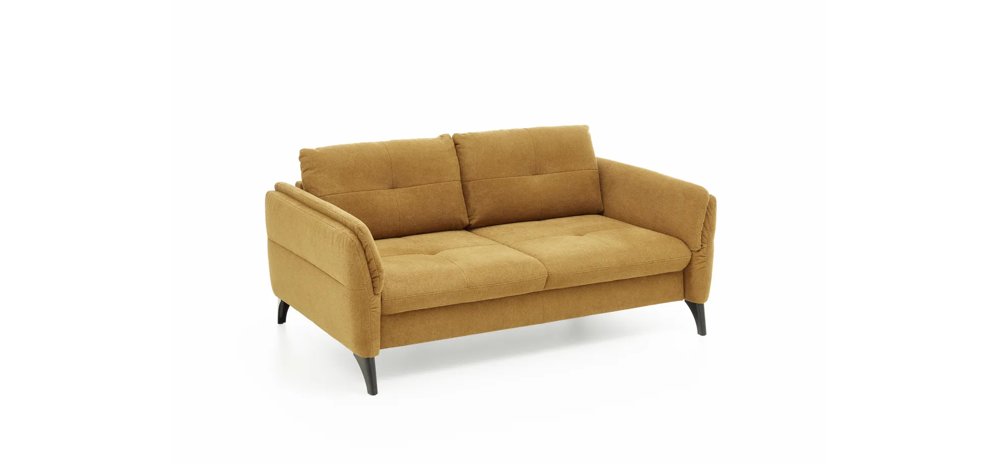 Schlafsofa - 2-Sitzer inkl. Bettfunktion, Armteil verstellbar, Stoff, Gelb