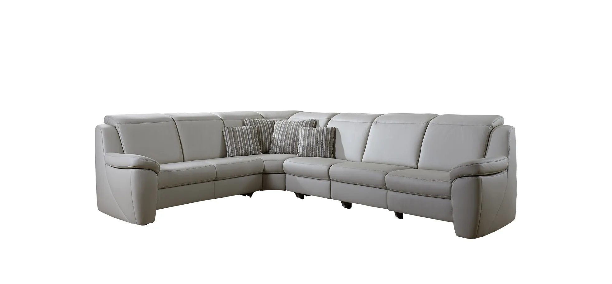 Wohnlandschaft - 2-Sitzer, Winkelecke mit 3-Sitzer, Leder, Seidengrau