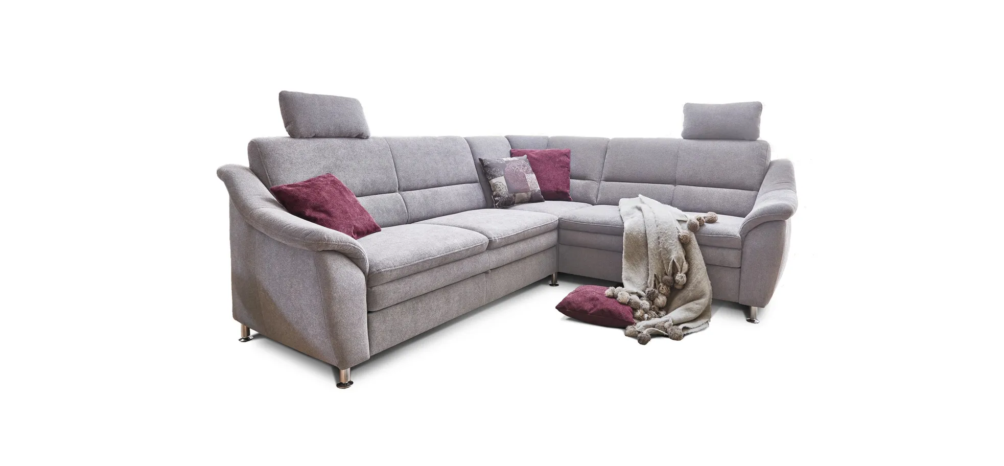 Sofa - 2-Sitzer mit Ecke Rechts, Stoff, Silbergrau