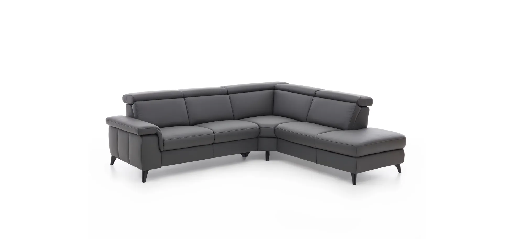 Ecksofa EM Salo - 2,5-Sitzer mit Ecke rechts, Leder, Anthrazit