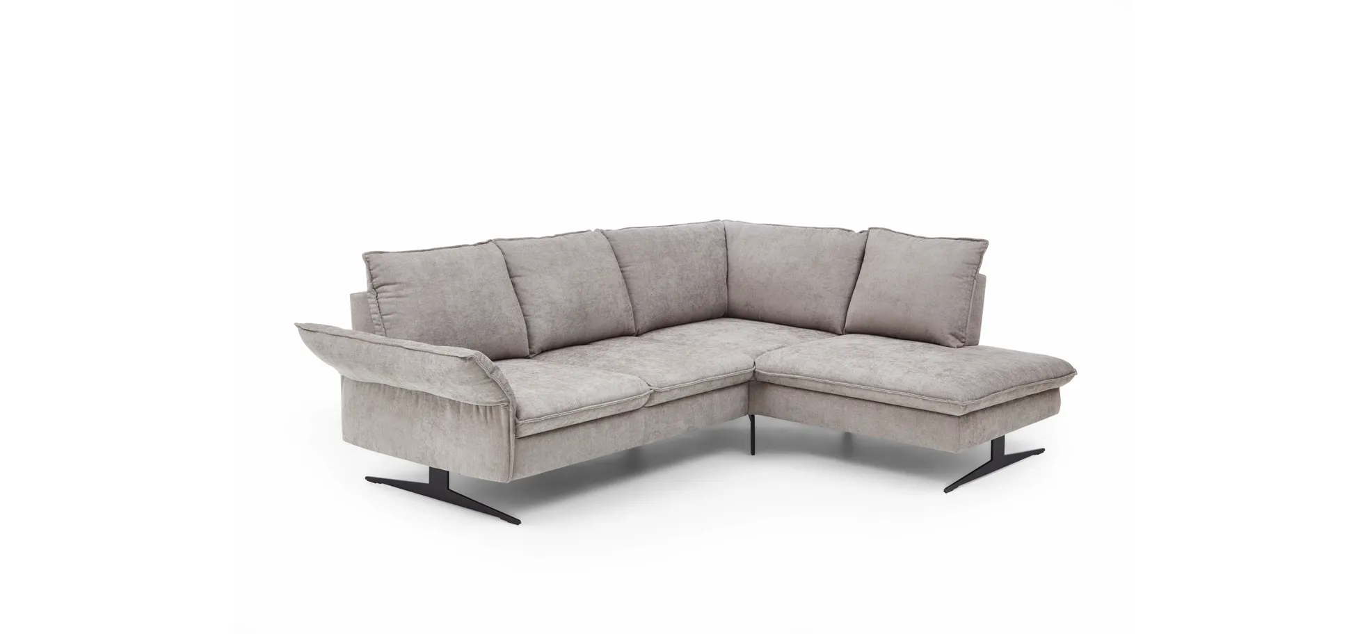 Ecksofa EM Marseille - 2,5-Sitzer mit Ecke rechts,  Rückentiefe verstellbar, Stoff, Grau