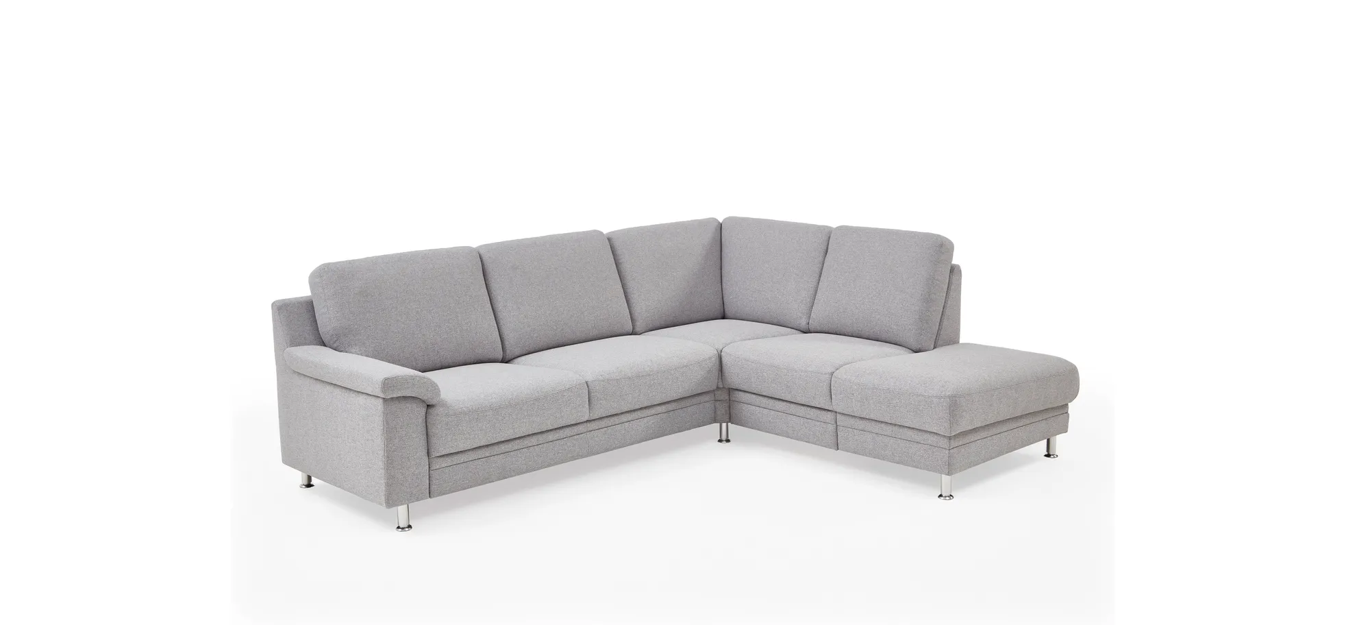 Ecksofa EM Athen - 2,5-Sitzer mit Ecke rechts, Stoff, Hellgrau