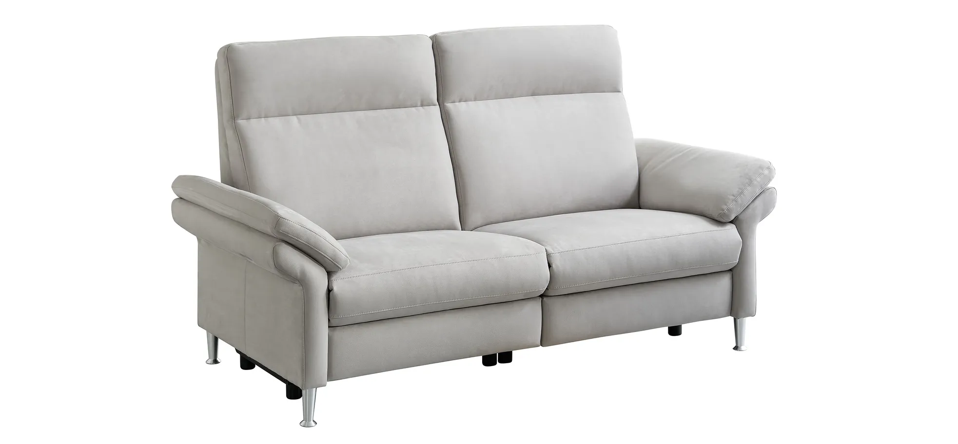 Sofa EM Helsinki - 3-Sitzer, Relaxfunktion (motorisch), Stoff, Silbergrau