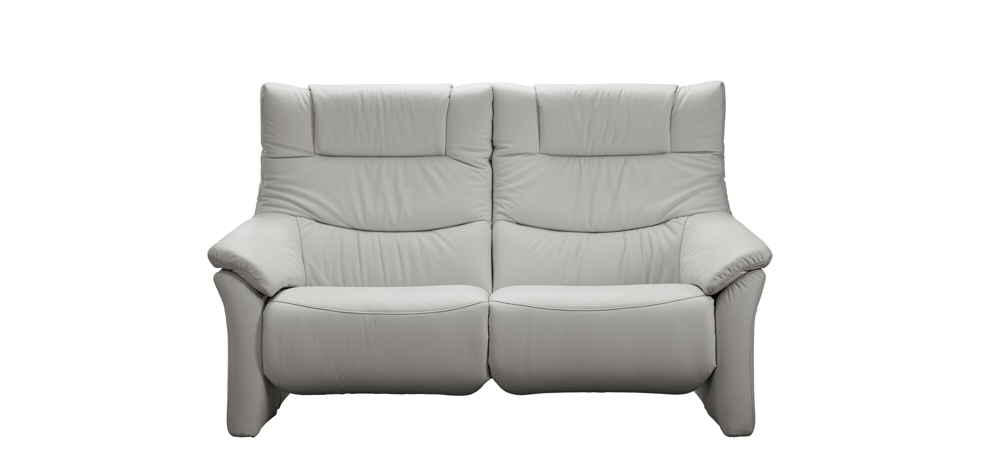 Sofa EM Aarhus - 2,5-Sitzer mit Cumuly-Funktion inkl. Kopfteil- und Armteilverstellung, Leder, Silbergrau
