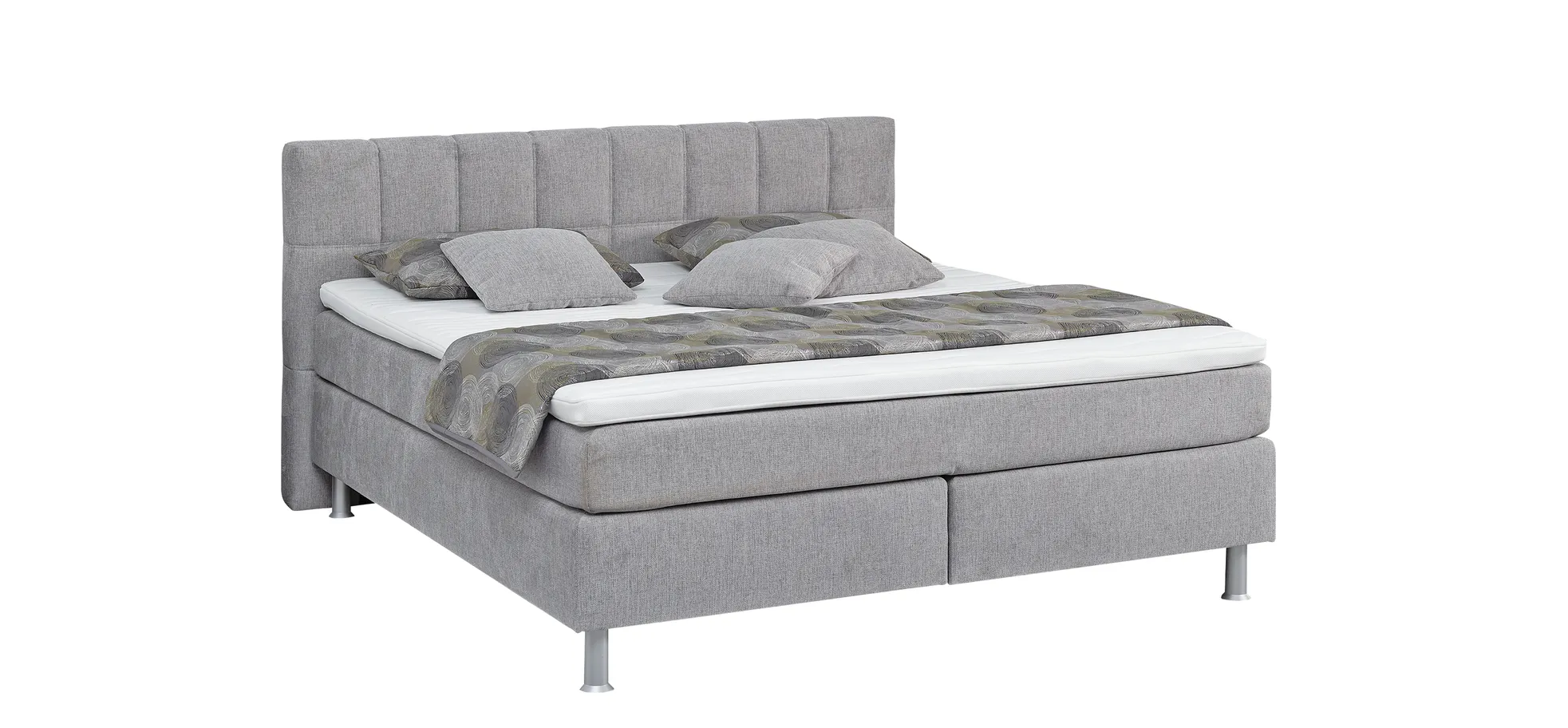 Boxspringbett EM Select - Liegefläche ca. 180x200 cm, Stoff, silber