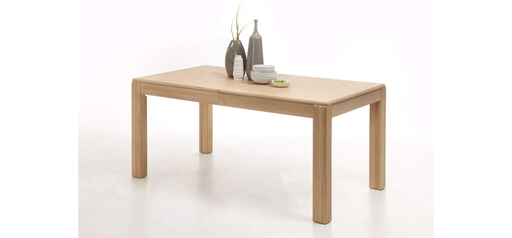 Esstisch - ausziehbar, LB ca. 160x90 cm, Eiche teilmassiv