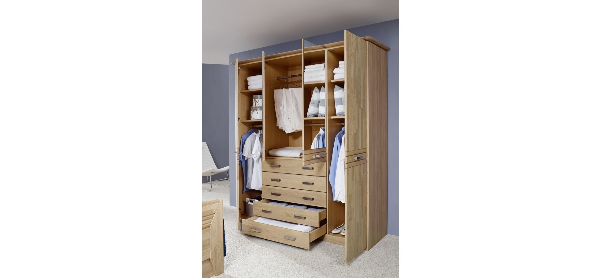 Funktionsschrank EM 1040 - B. ca. 189 cm, Wildeiche natur teilmassiv