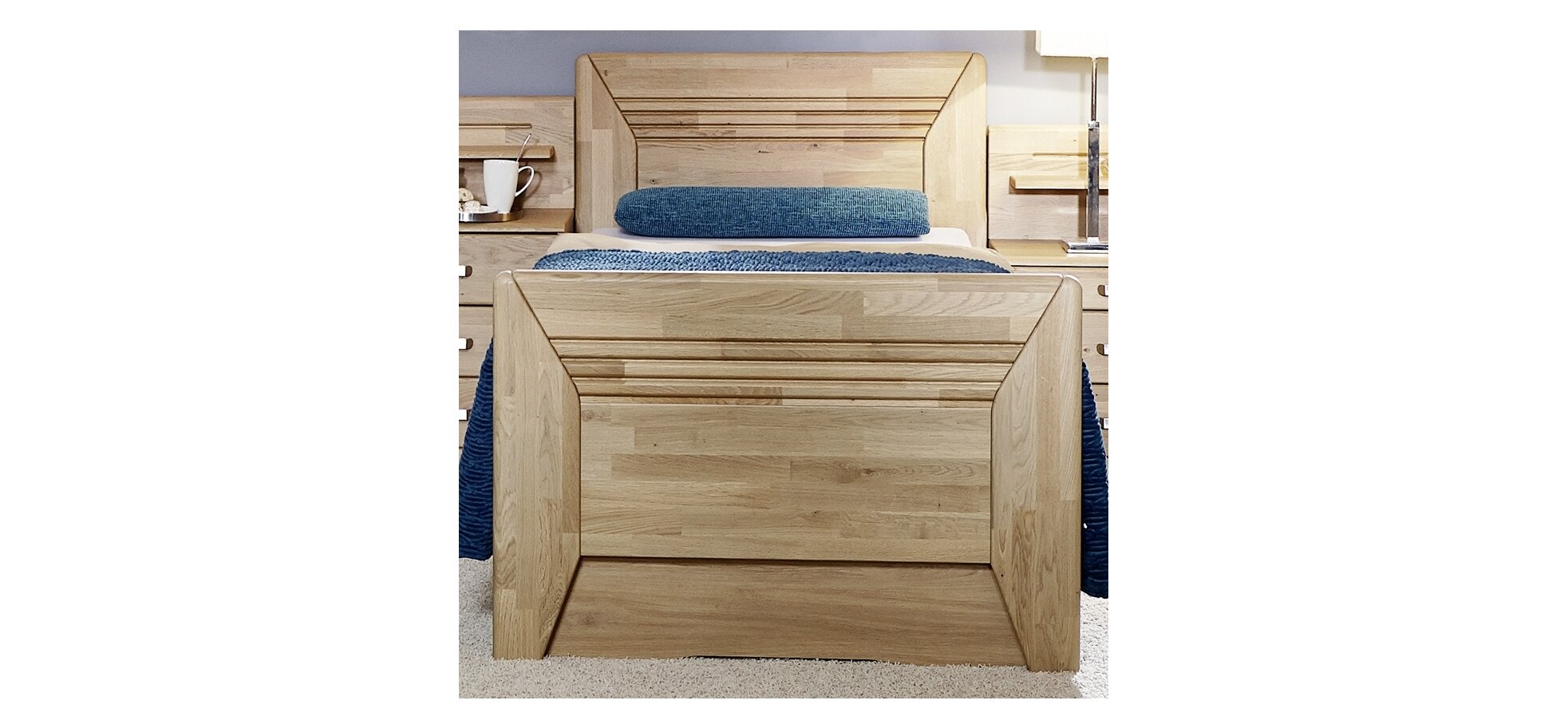 Komfortbett EM 1040 - Liegefläche ca. 90x200 cm - Wildeiche natur teilmassiv