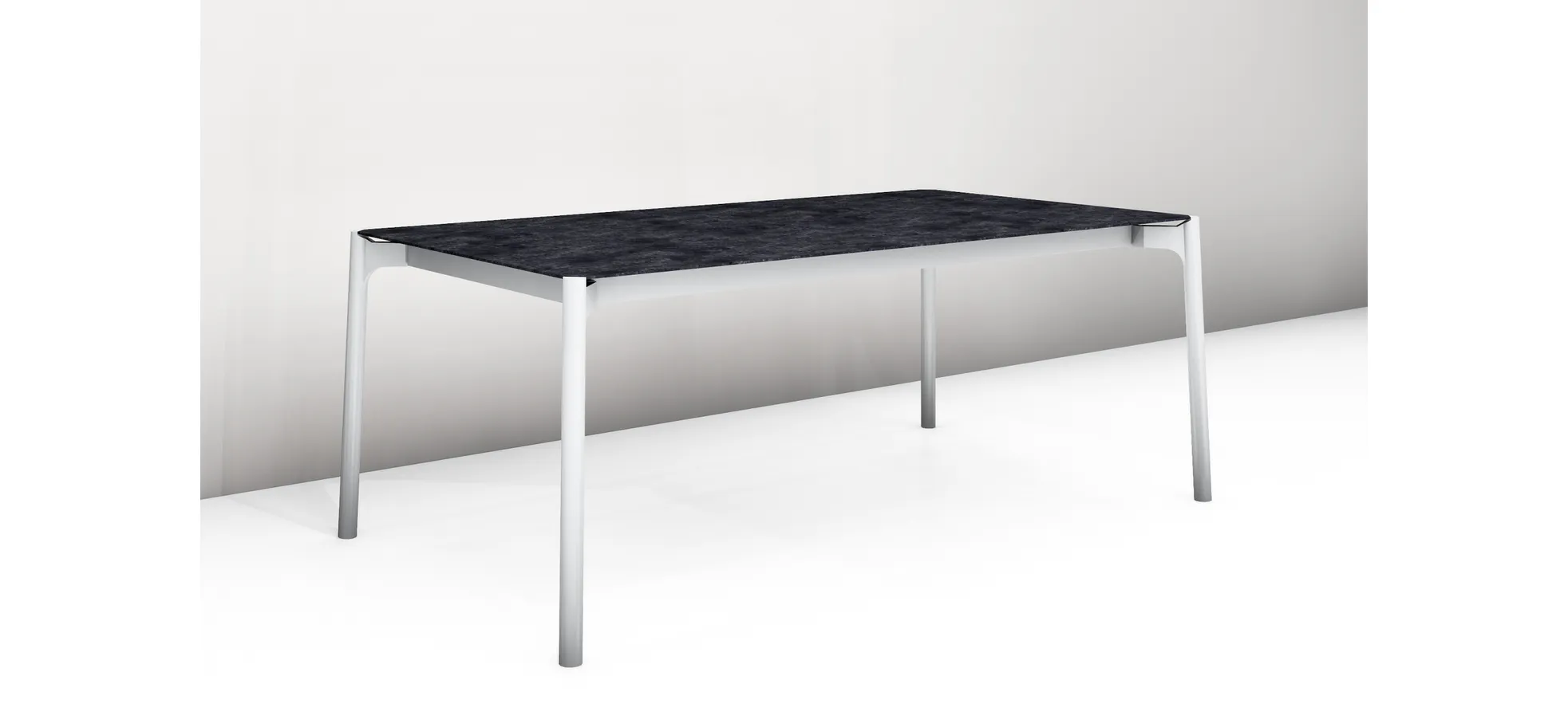 Esstisch - ausziehbar, LB ca. 320x100 cm, Keramik, Marmor Schwarz