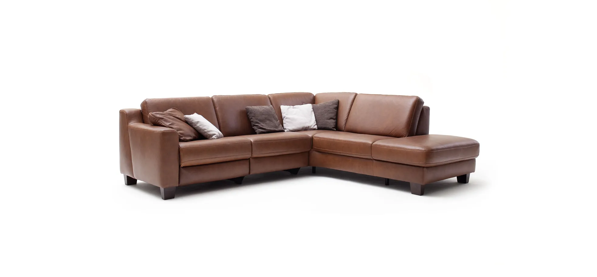 Ecksofa - 2,5-Sitzer mit Ecke rechts, Leder, Brandy