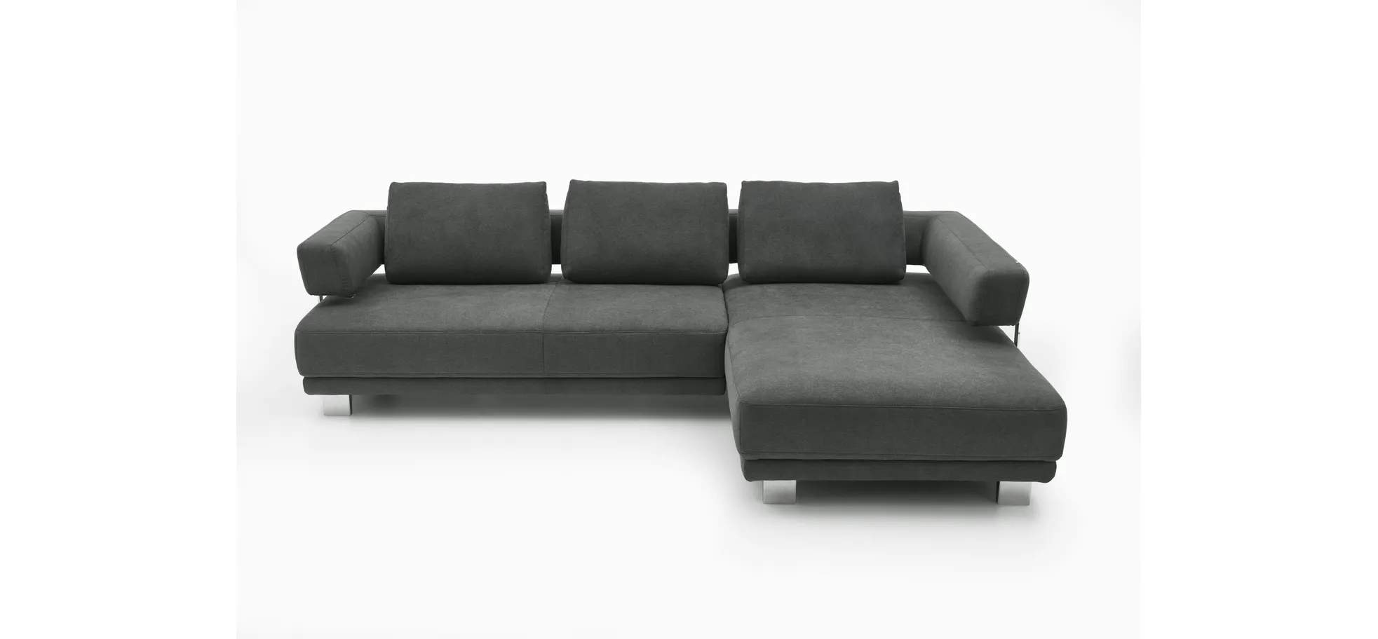 Ecksofa - 2,5-Sitzer mit Longchair rechts, Stoff, Grau