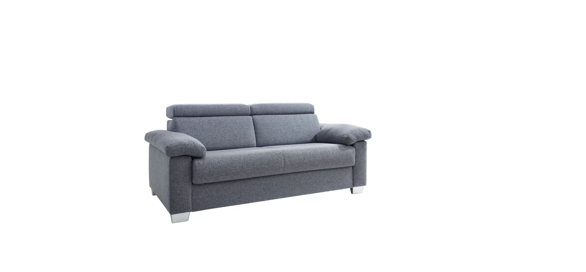 Schlafsofa - 2,5-Sitzer mit Schlaffunktion, Kopfteilverstellung, Stoff, Blaugrau