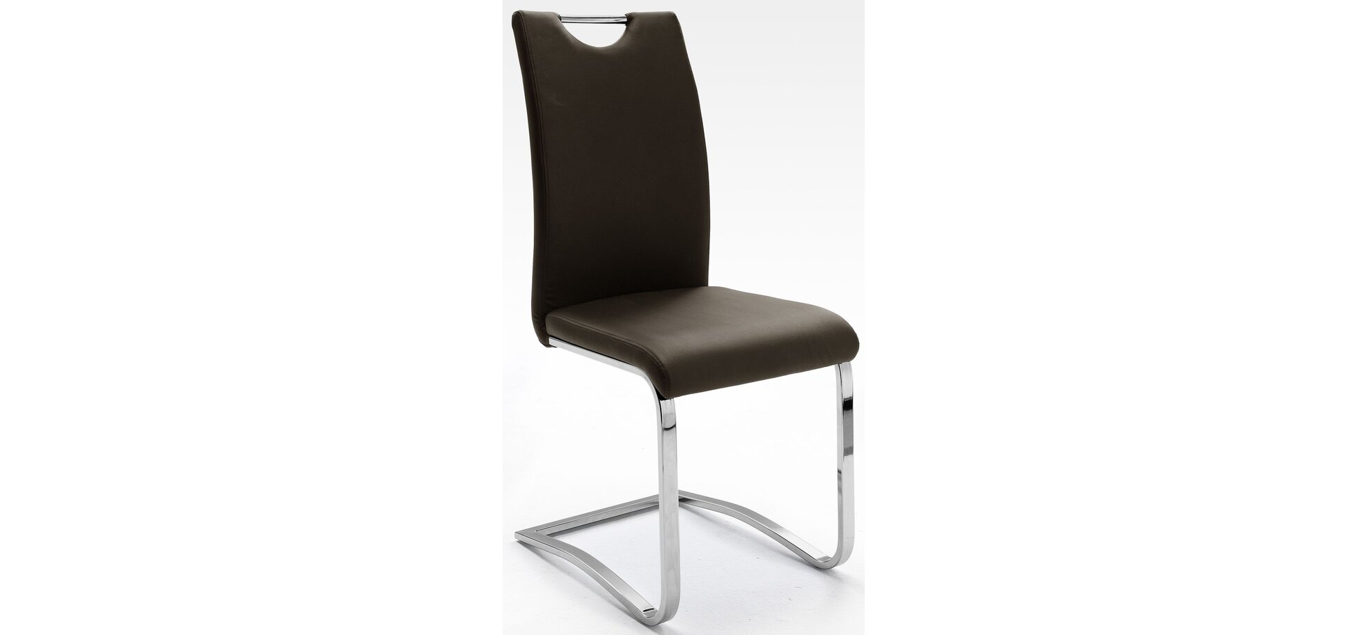 Freischwinger - Kunstleder, Braun, Chrom