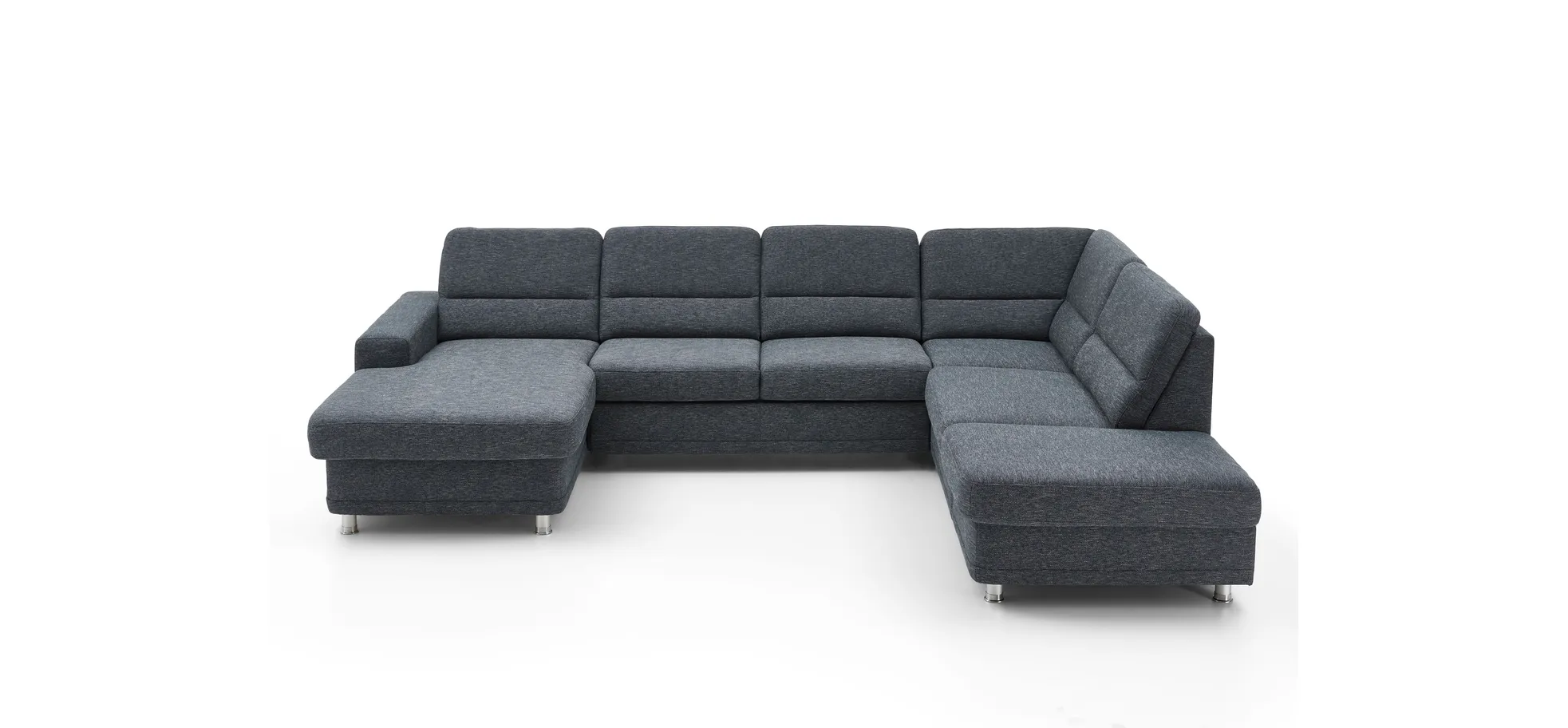 Wohnlandschaft - Longchair links mit 2,5-Sitzer und Ecke rechts, Stoff Dunkelblau