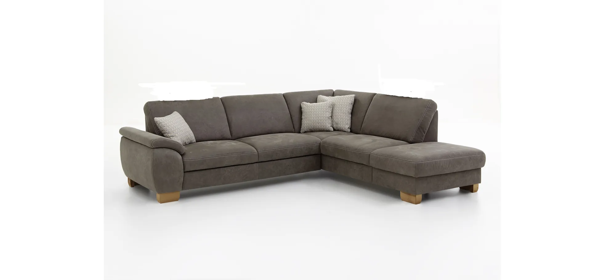 Ecksofa - 3-Sitzer mit Ecke rechts, Stoff, Rauchbraun
