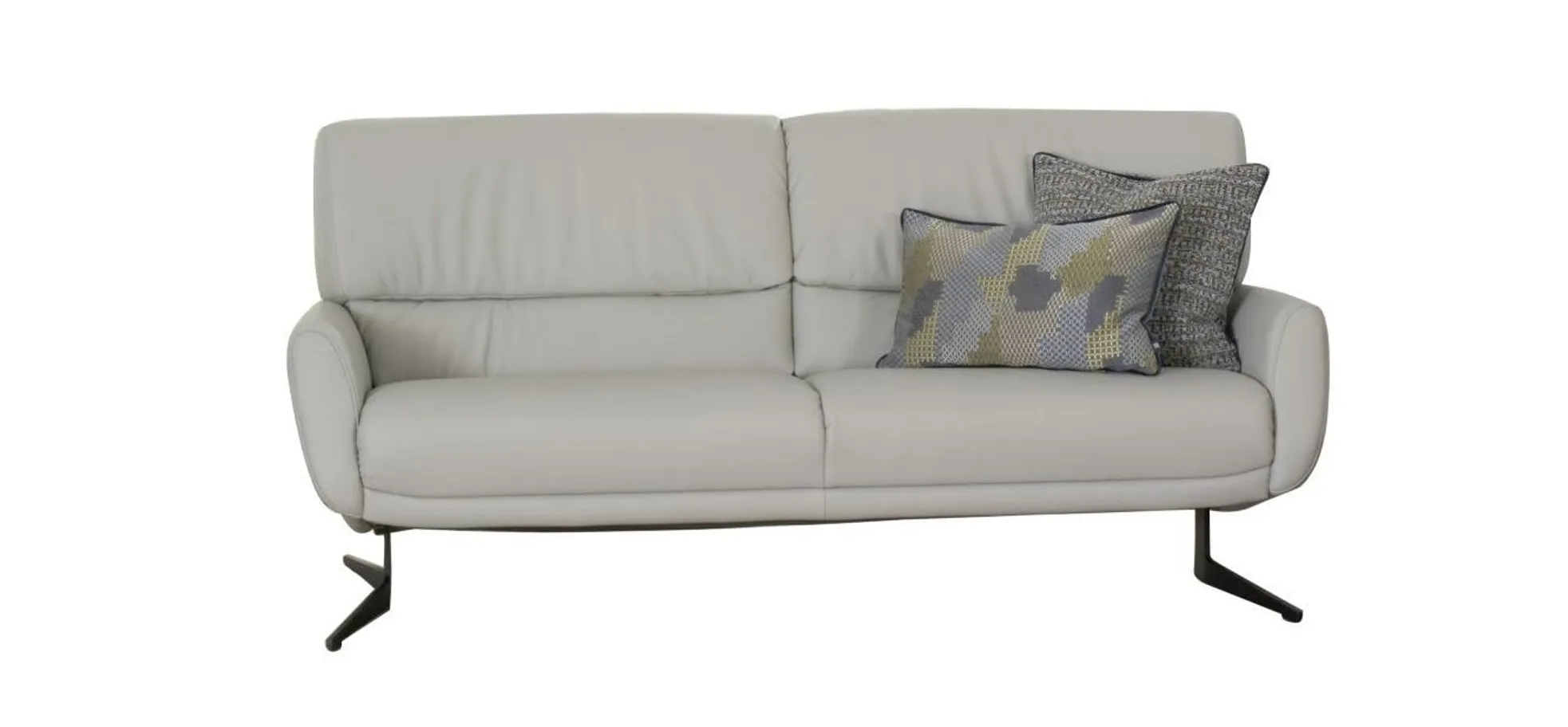 Sofa - 3-Sitzer, Leder, Silbergrau