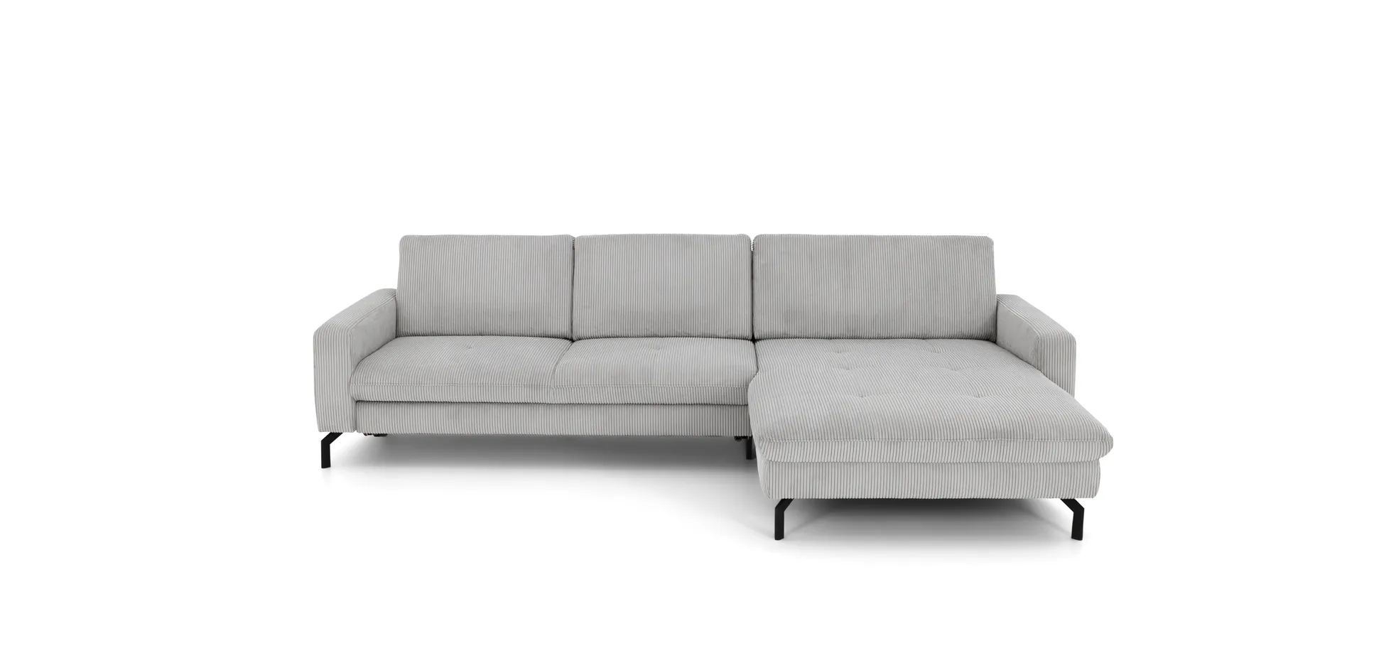 Ecksofa - 3-Sitzer mit Longchair rechts, Stoff, Grau