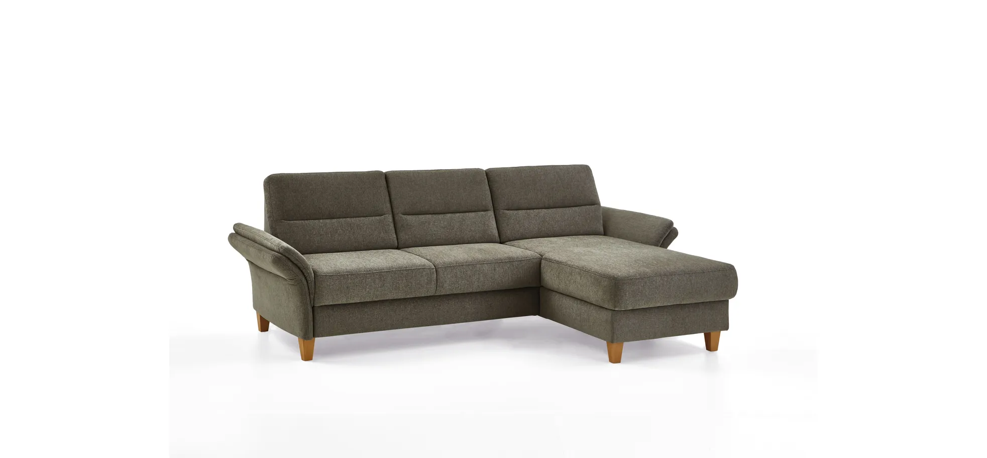 Ecksofa - 2,5-Sitzer mit Longchair rechts, Stoff, Grün