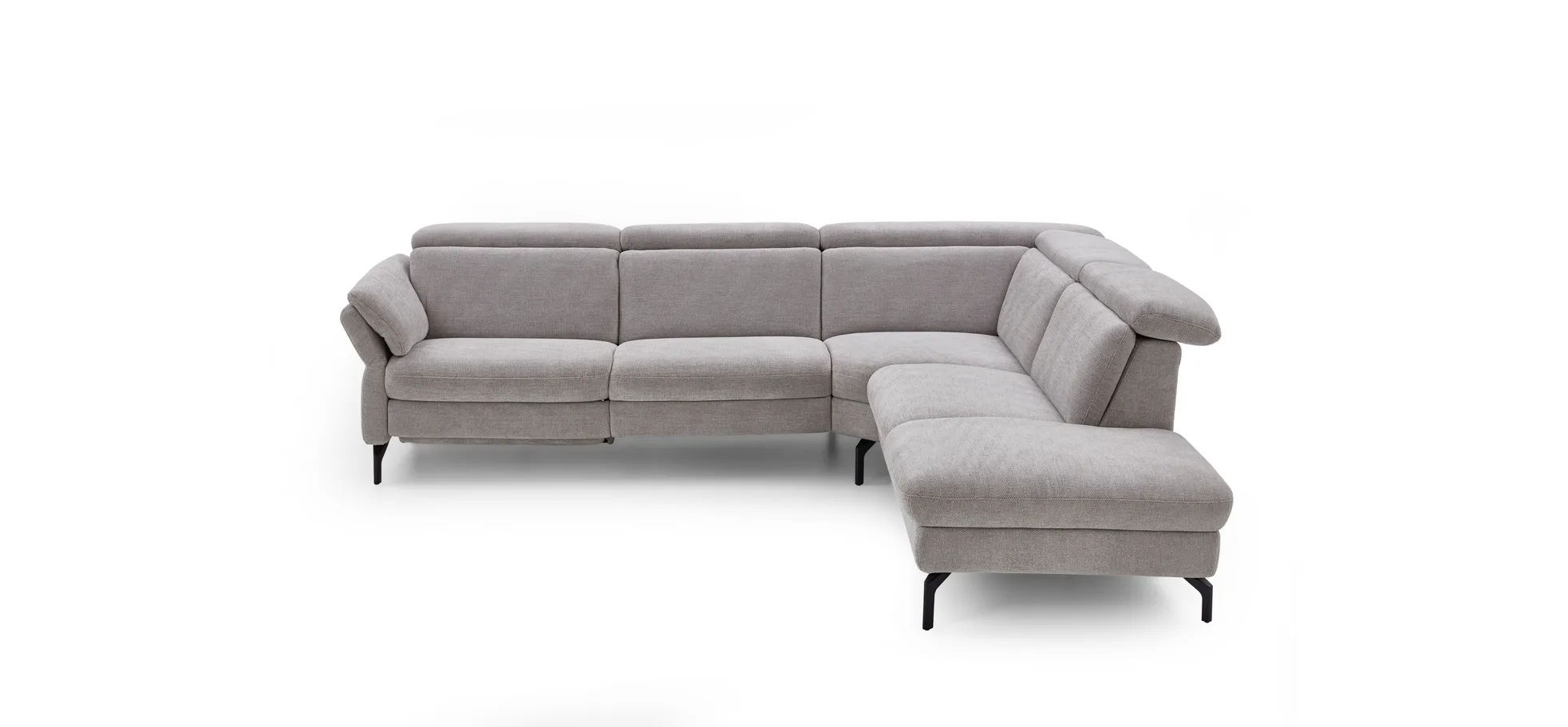 Ecksofa - 2-Sitzer mit Ecke rechts, Stoff, Silbergrau