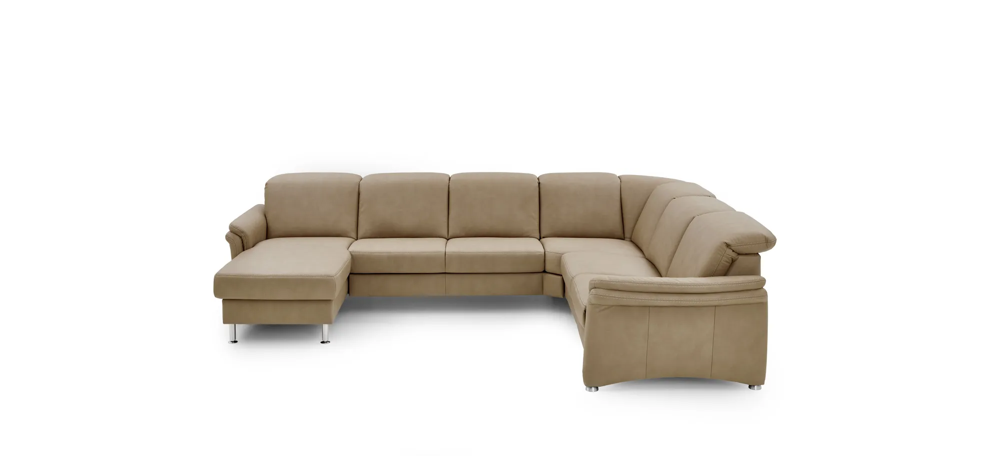 Wohnlandschaft - Longchair links mit 2,5-Sitzer und Ecke rechts, Stoff, Camel