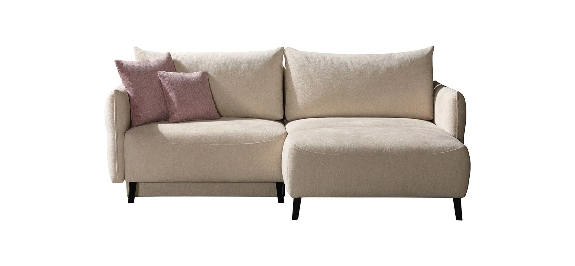 Ecksofa - Schlaffunktion mit Bettkasten, Stoff, Natur