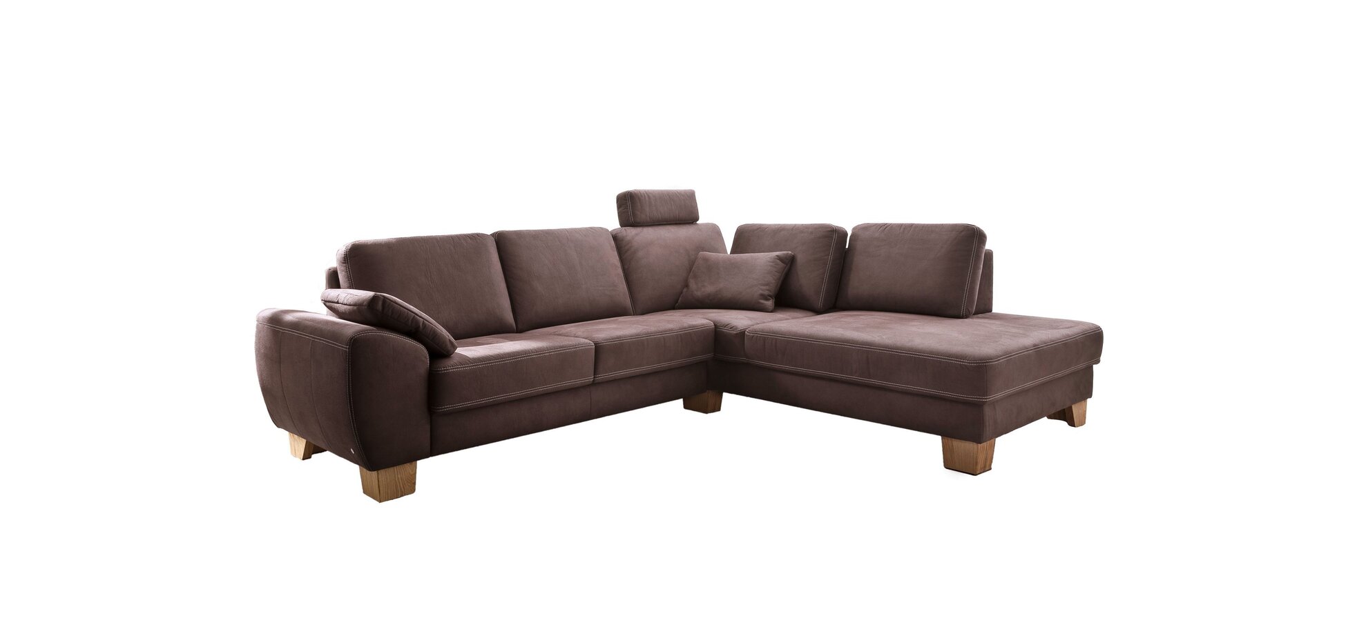 Ecksofa - 2,5-Sitzer mit Ecke rechts, Sitztiefe verstellbar, Stoff, Schoko