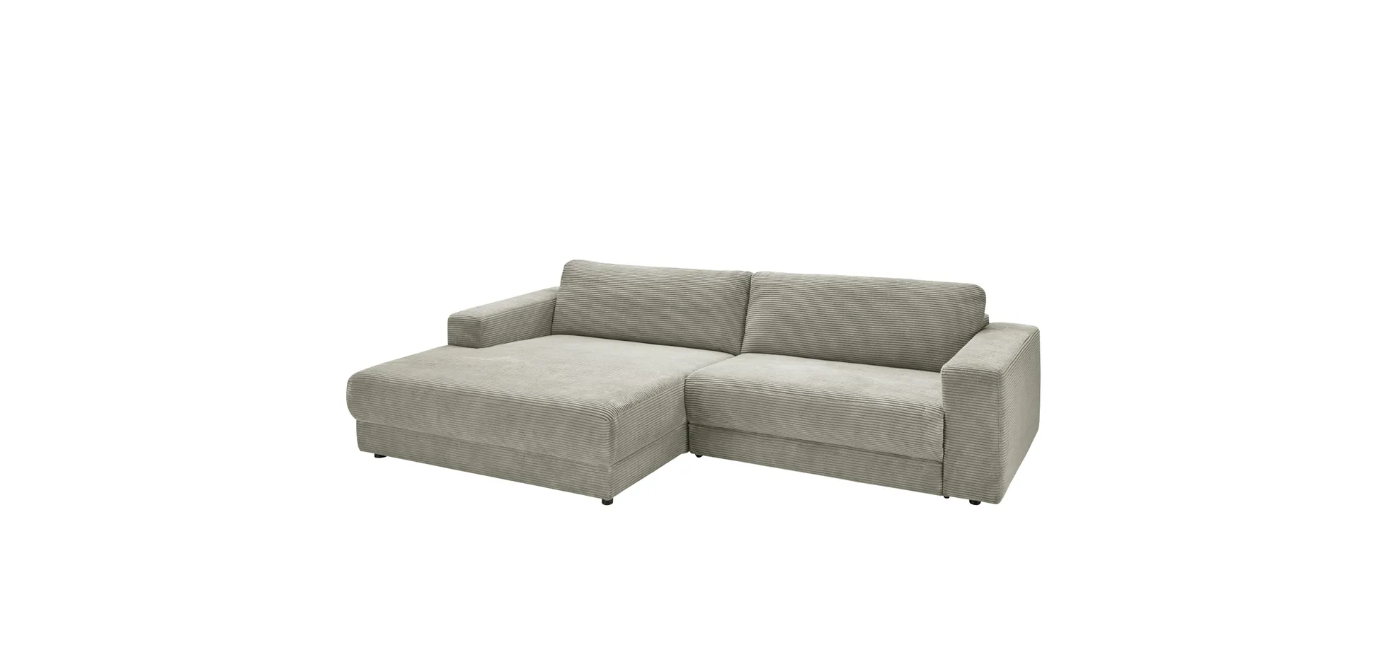 Ecksofa - Longchair links mit 1,5-Sitzer, Stoff, Steingrau