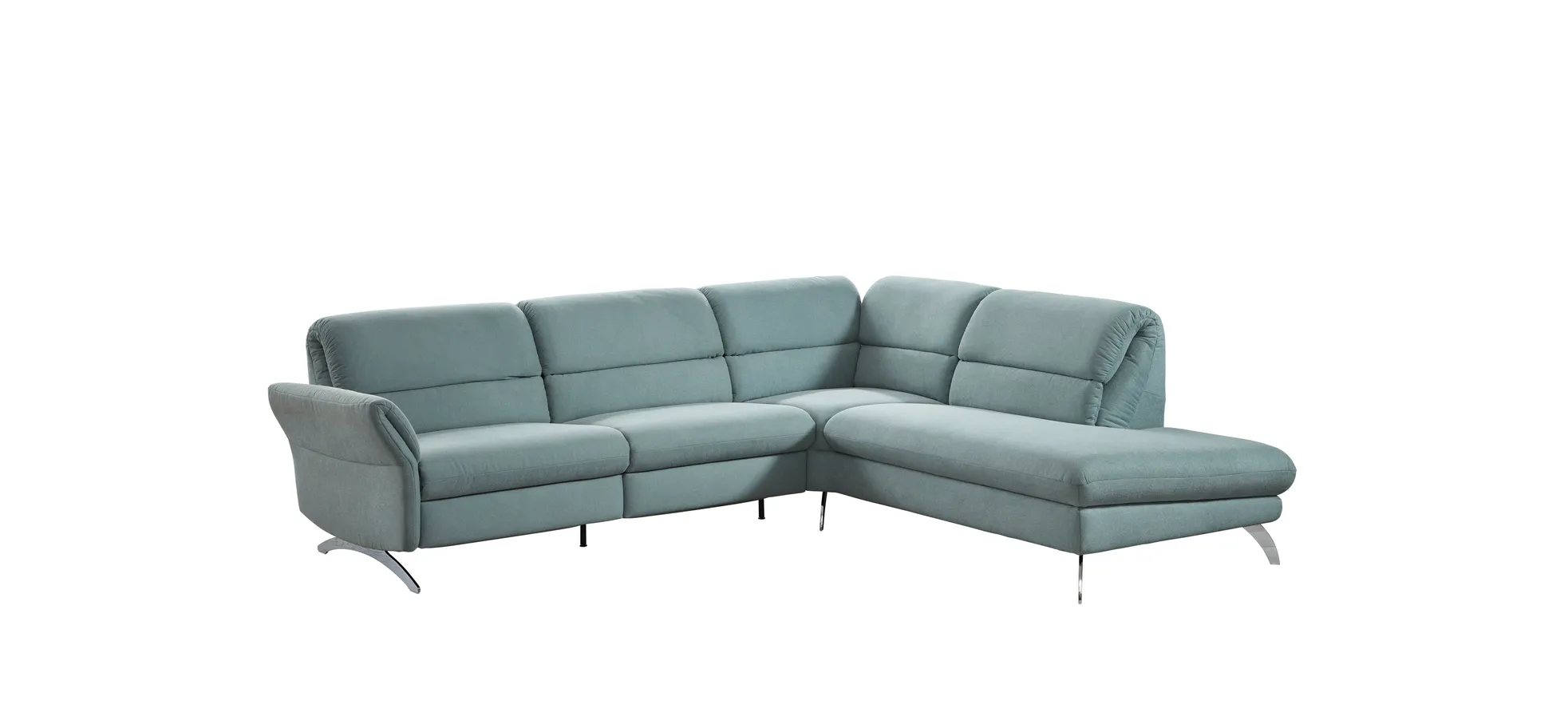 Ecksofa EM Koper -  3-Sitzer mit Ecke rechts, Rückenlehne verstellbar, Stoff, grün