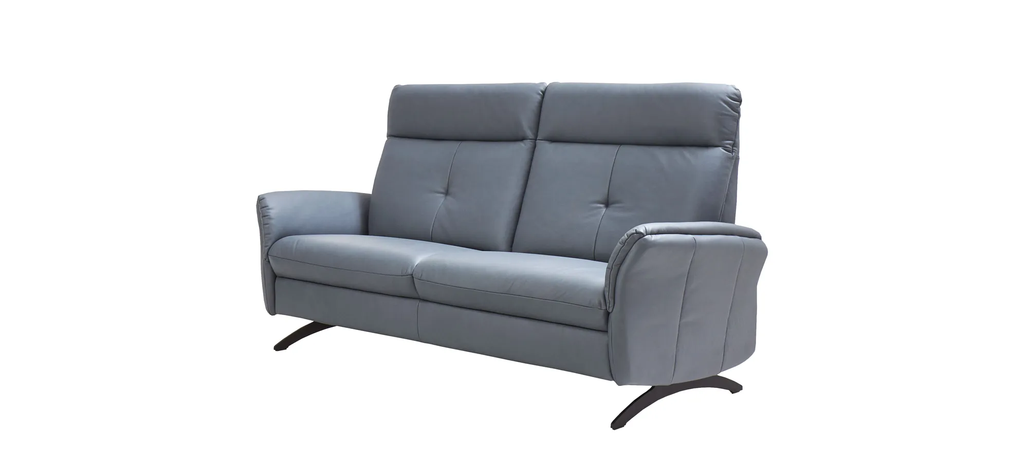 Sofa - 2,5-Sitzer, Leder, Graublau