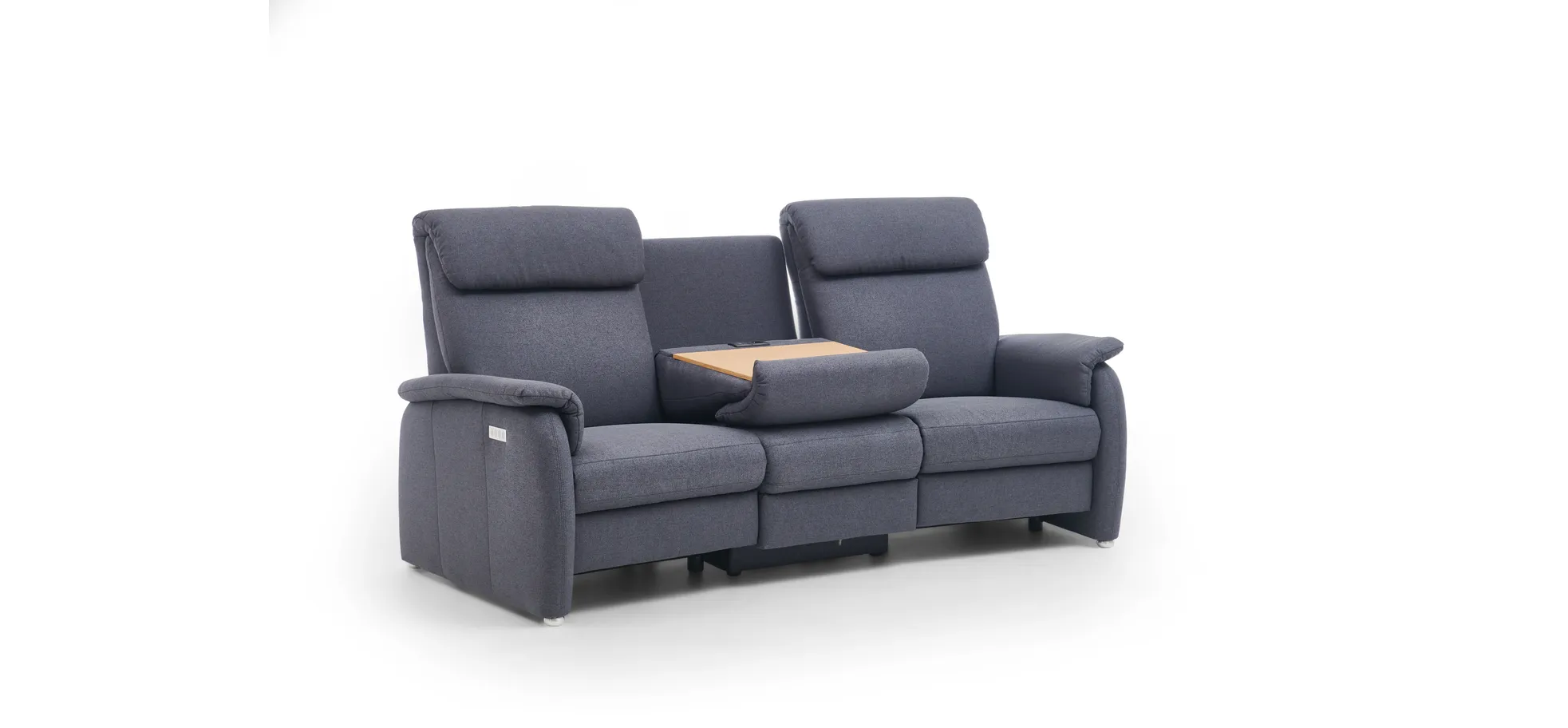 Sofa - 2-Sitzer mit Trapezelement mit Tisch mittig, inkl. teilmotorische Verstellung, Stoff, Anthrazit