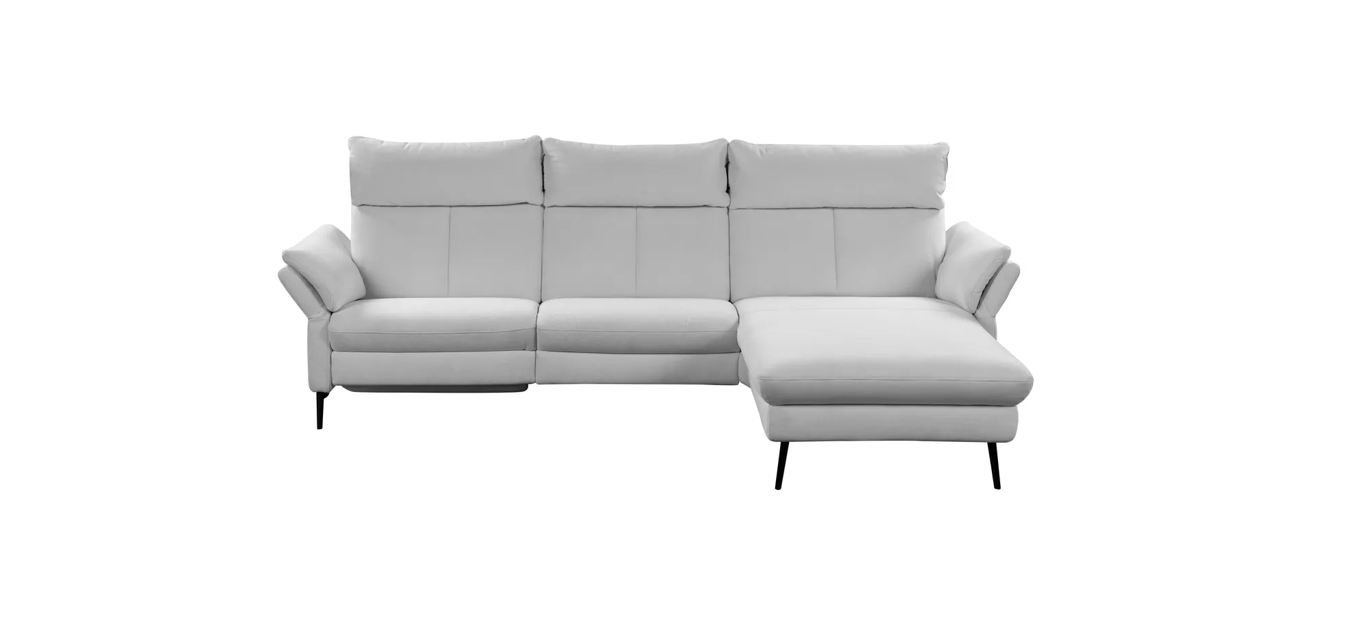 Ecksofa - 2-Sitzer mit Longchair rechts, Stoff, Creme