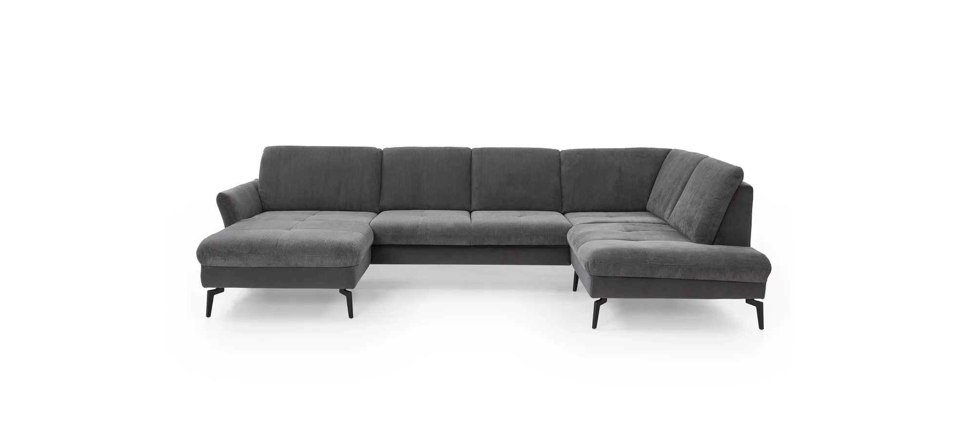 Wohnlandschaft - Longchair links mit 2,5-Sitzer und Ecke rechts, Stoff Anthrazit
