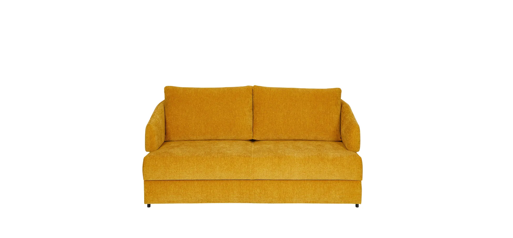 Sofa - 2-Sitzer mit Schlaffunktion, Sitztiefe verstellbar, Stoff, Gelb