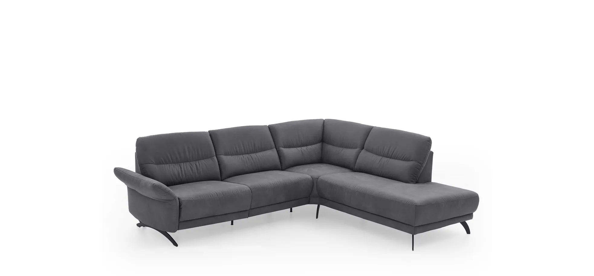Ecksofa - 3-Sitzer mit Ecke rechts, Stoff, Grau