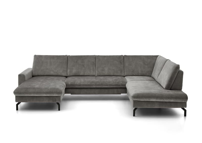 Wohnlandschaft - Longchair links, 2,5-Sitzer, Ecke rechts, Velour, Silbergrau