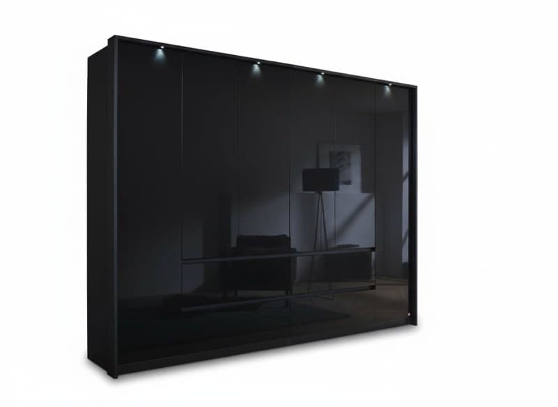 Drehtürenschrank- B ca. 271 cm, Dunkelgrau, Hochglanz