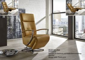 Sessel - inkl. Relaxfunktion, Leder, Curry