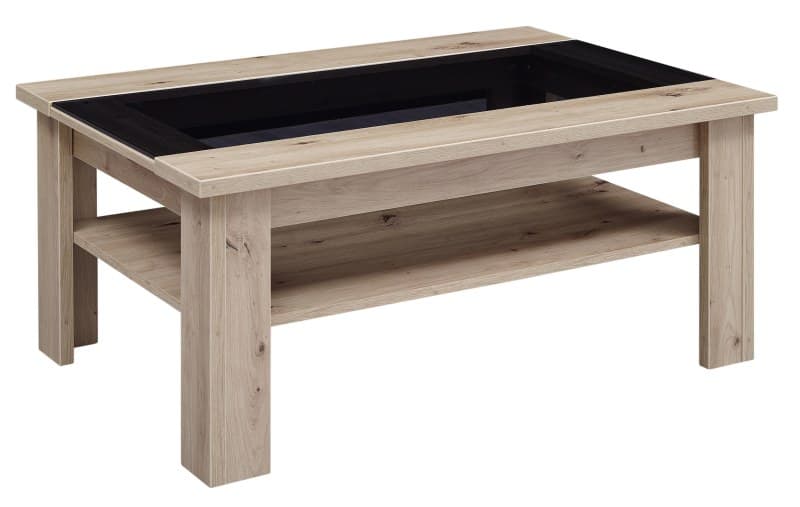 Couchtisch EM Teolo - Alteiche, Glas grau