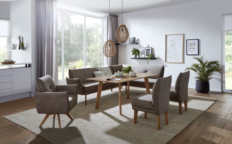 Eckbank - mit Sitzverlängerung, Stoff, Braun