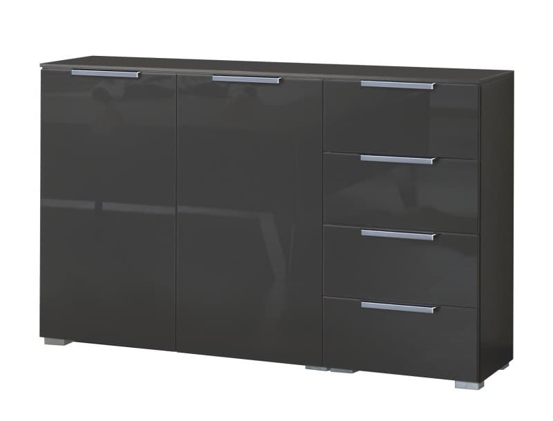 Kombikommode - B. ca. 120 cm, Farbglas Basalt