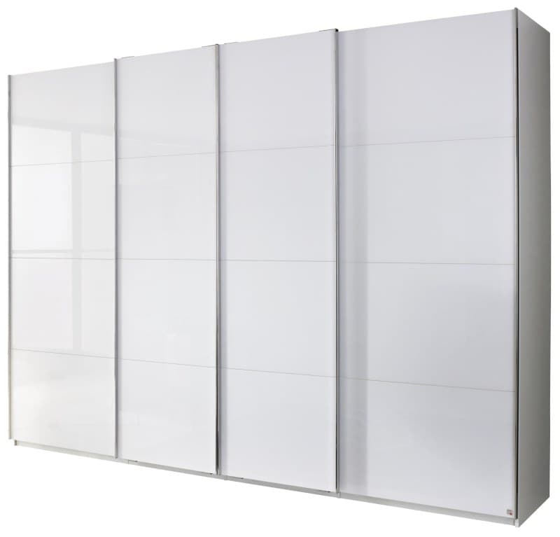 Schwebetürenschrank - B ca. 316 cm, Farbglas Kristallweiß