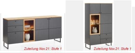 Sideboard - Eiche massiv, Dukelgrau