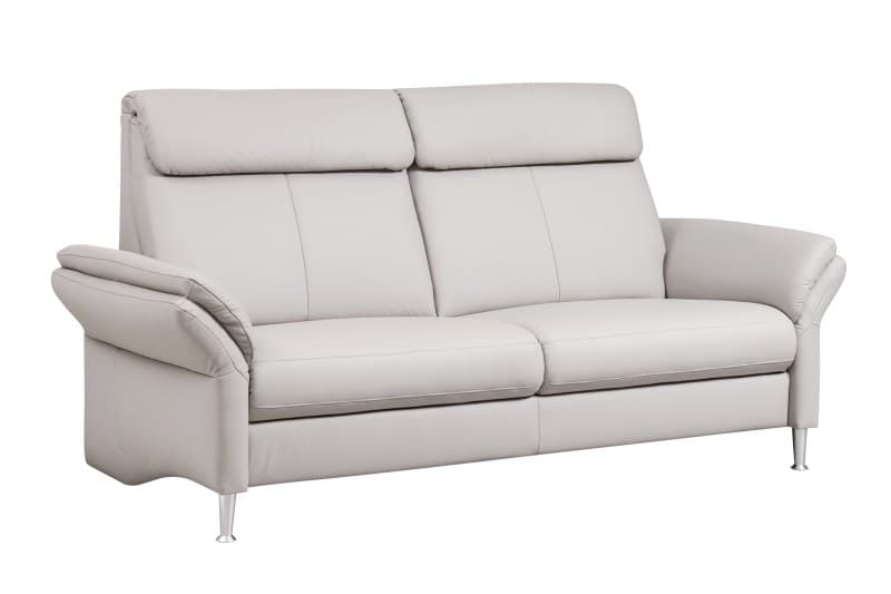 Sofa EM Barcelona - 3-Sitzer inkl. Armlehne verstellbar, Leder, Hellgrau