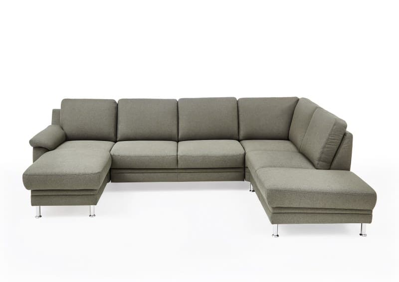 Wohnlandschaft EM Athen - Longchair links mit 2,5-Sitzer und Ecke rechts, Stoff, Olive