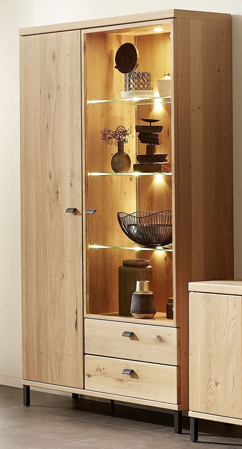 Vitrine Fino - mit Beleuchtung, Asteiche