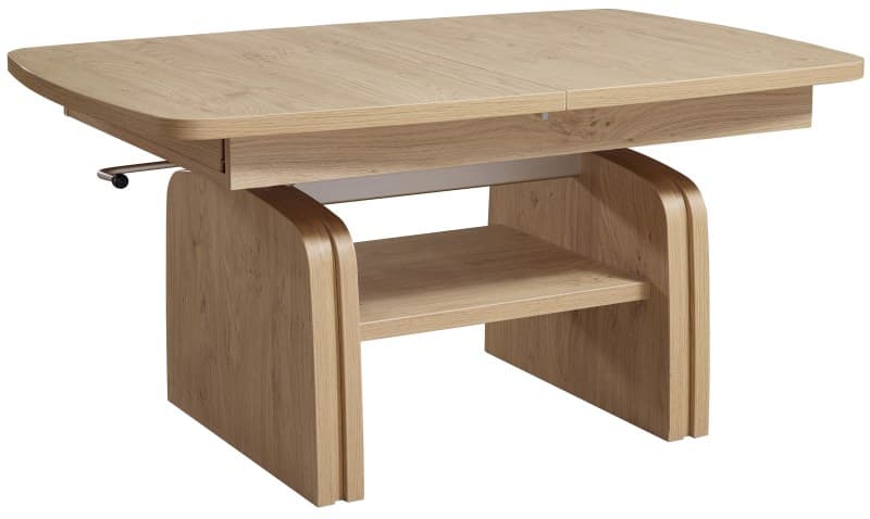 Couchtisch EM Turin - Auszieh- und Höhenverstellbar, LBH ca. 105x70x53 , Wildeiche Nachbildung